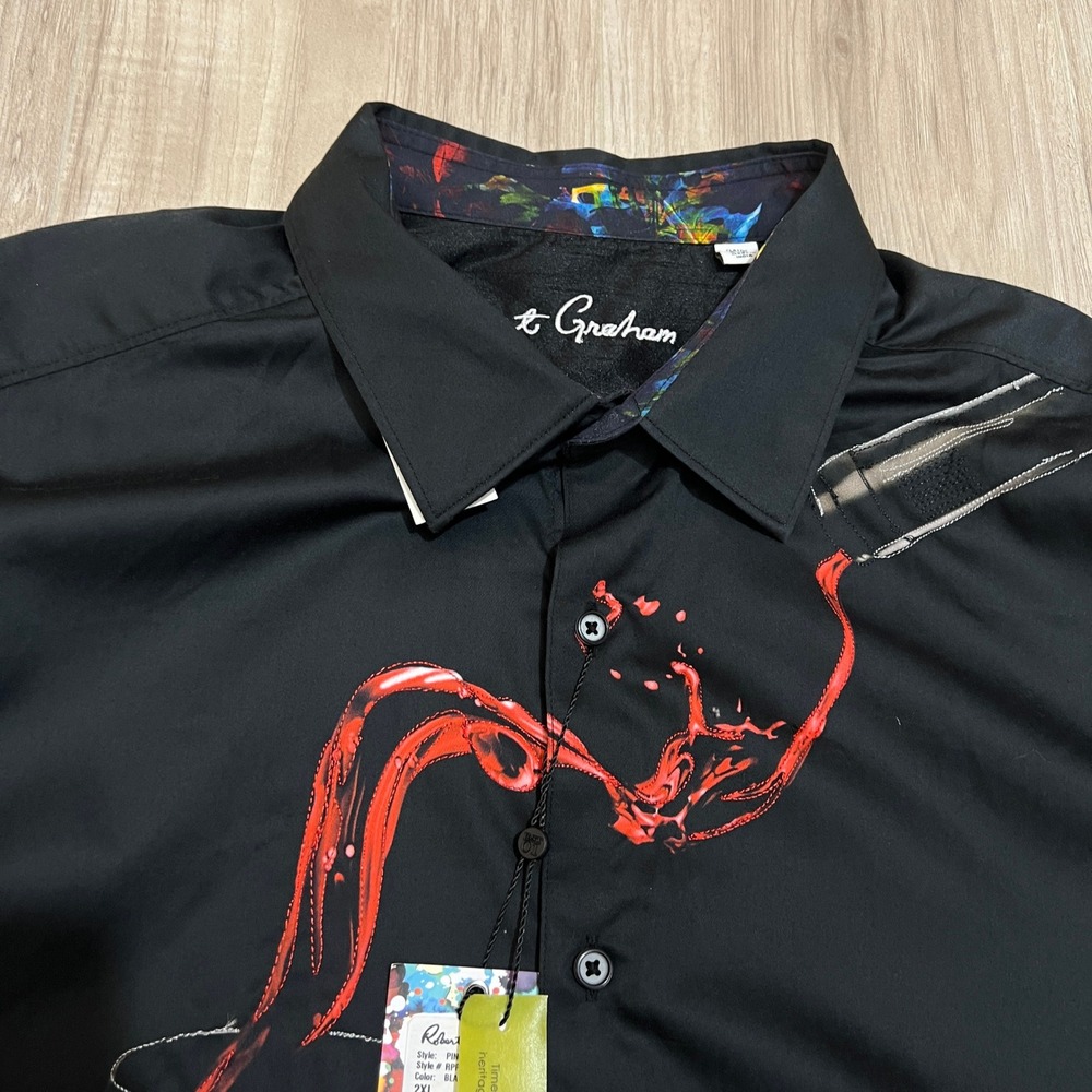 Robert Graham Pinot Noir 3 Shirt Mens 2XL Black Wine Glass Long Sleeve - Picture 7 of 12
